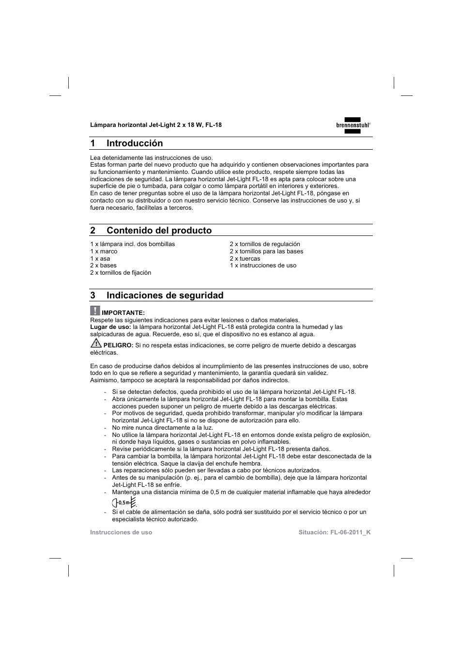 Brennenstuhl Flat Light Jet-Light 36Watt IP44 5m H07RN-F 2x1,0 2x18W 2x1200lm Energy efficiency class B User Manual | Page 29 / 64