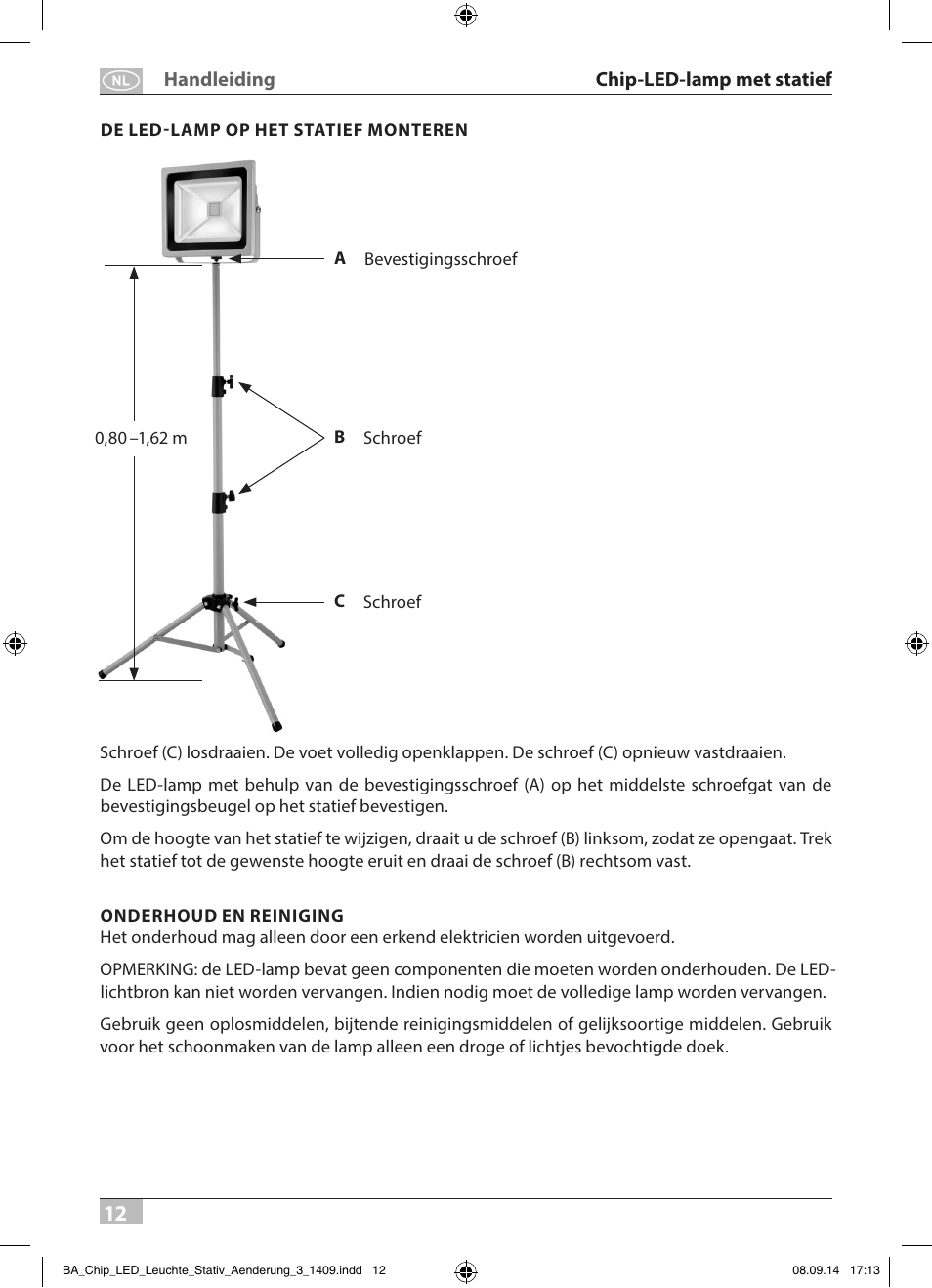 Brennenstuhl COB LED Light SL CN 150 IP65 with tripod 5m H07RN-F 3G1,0 50W 3500lm Energy efficiency class A User Manual | Page 12 / 64