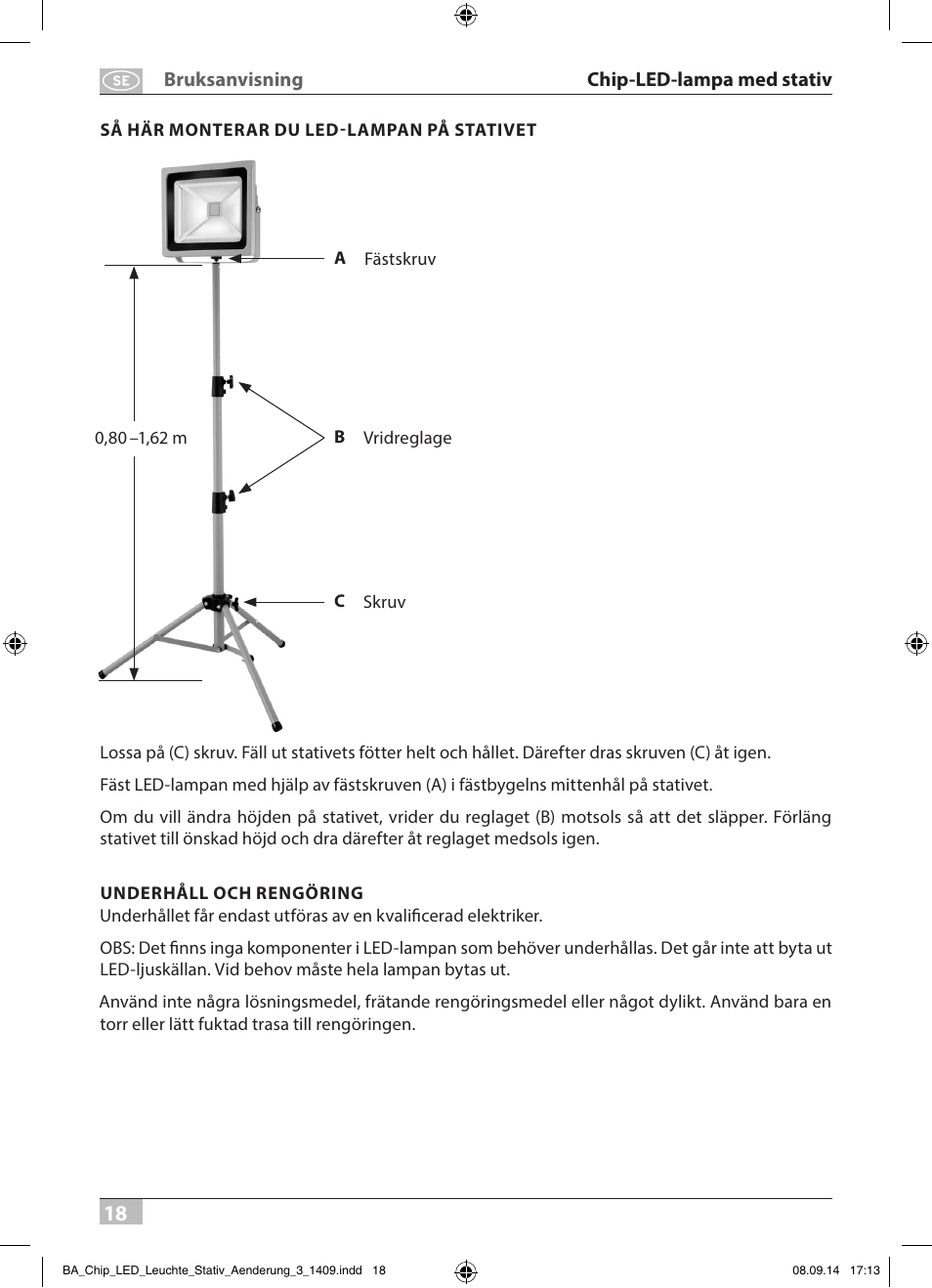 Brennenstuhl COB LED Light SL CN 150 IP65 with tripod 5m H07RN-F 3G1,0 50W 3500lm Energy efficiency class A User Manual | Page 18 / 64