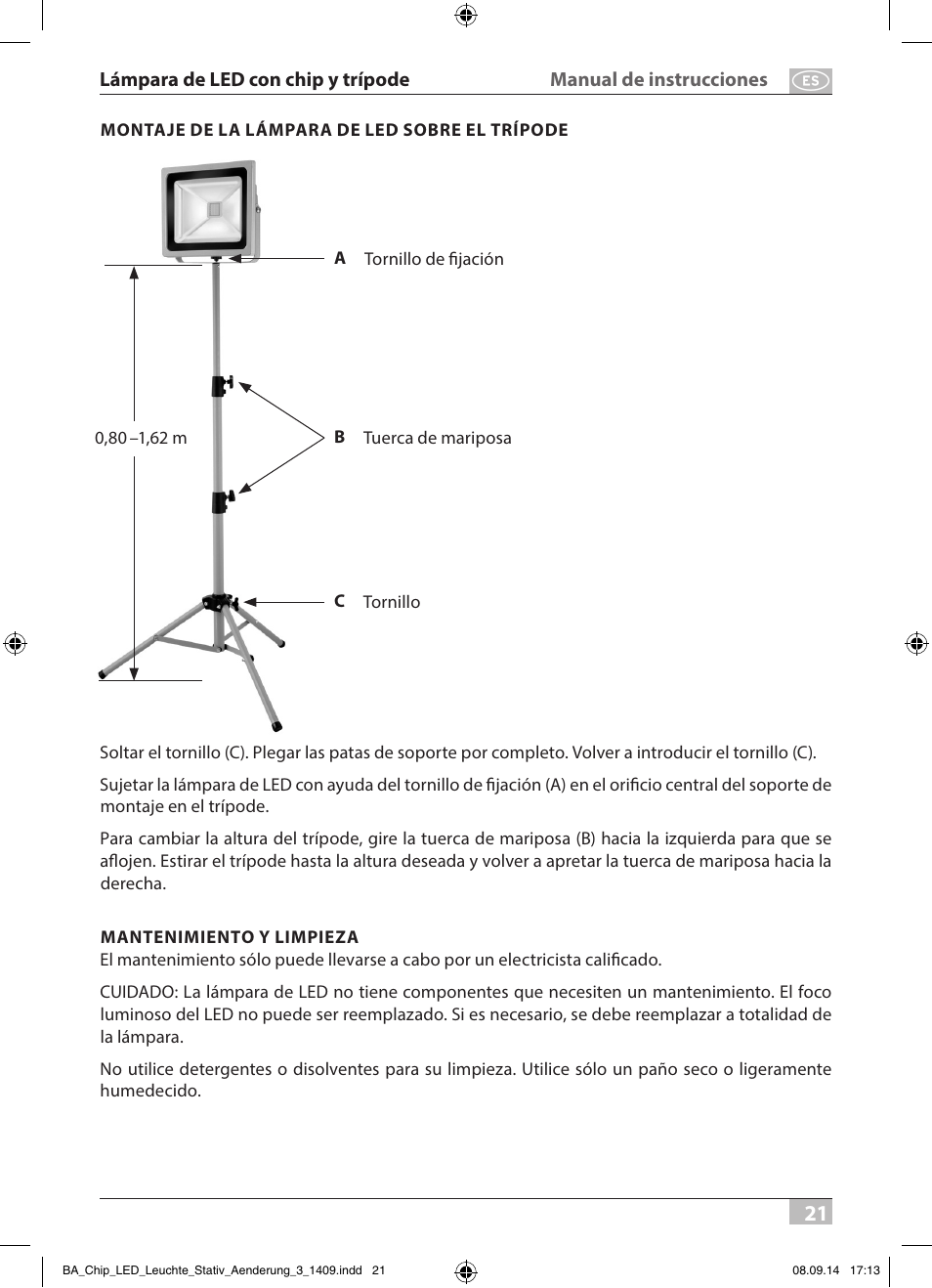 Brennenstuhl COB LED Light SL CN 150 IP65 with tripod 5m H07RN-F 3G1,0 50W 3500lm Energy efficiency class A User Manual | Page 21 / 64