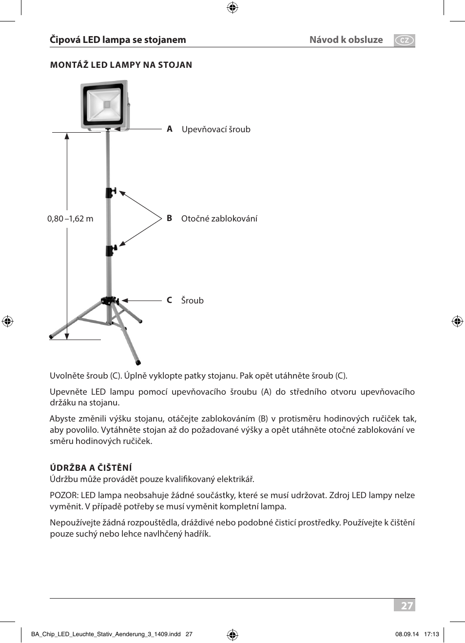 Brennenstuhl COB LED Light SL CN 150 IP65 with tripod 5m H07RN-F 3G1,0 50W 3500lm Energy efficiency class A User Manual | Page 27 / 64