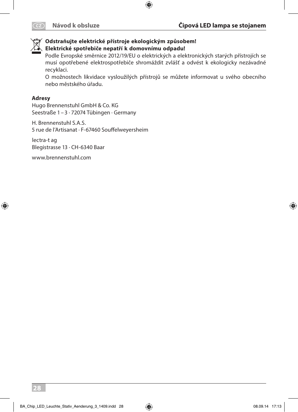 Brennenstuhl COB LED Light SL CN 150 IP65 with tripod 5m H07RN-F 3G1,0 50W 3500lm Energy efficiency class A User Manual | Page 28 / 64