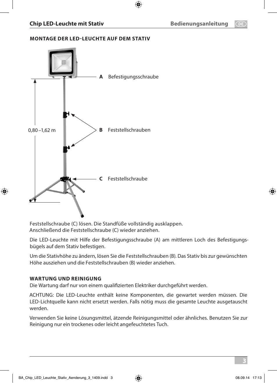 Brennenstuhl COB LED Light SL CN 150 IP65 with tripod 5m H07RN-F 3G1,0 50W 3500lm Energy efficiency class A User Manual | Page 3 / 64