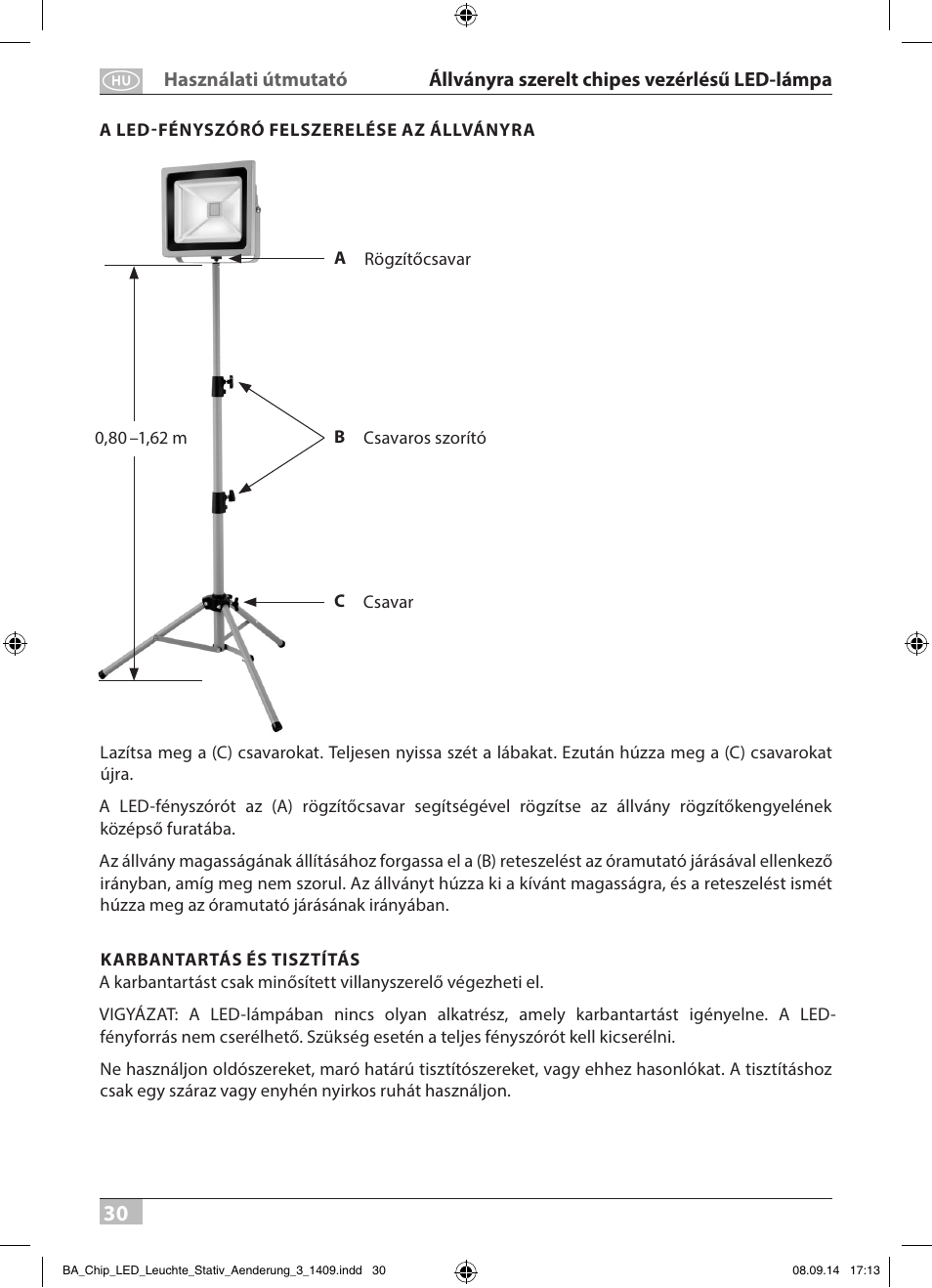 Brennenstuhl COB LED Light SL CN 150 IP65 with tripod 5m H07RN-F 3G1,0 50W 3500lm Energy efficiency class A User Manual | Page 30 / 64