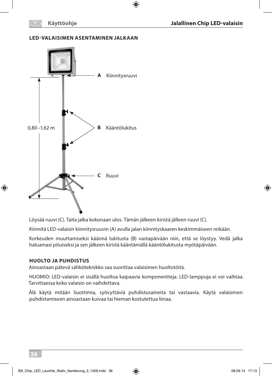 Brennenstuhl COB LED Light SL CN 150 IP65 with tripod 5m H07RN-F 3G1,0 50W 3500lm Energy efficiency class A User Manual | Page 36 / 64