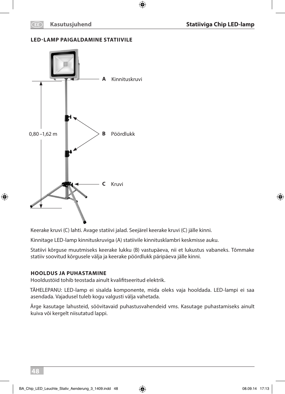 Brennenstuhl COB LED Light SL CN 150 IP65 with tripod 5m H07RN-F 3G1,0 50W 3500lm Energy efficiency class A User Manual | Page 48 / 64