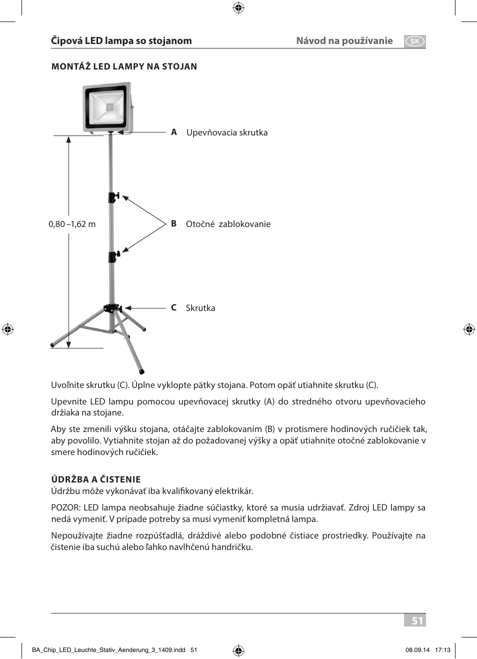 Brennenstuhl COB LED Light SL CN 150 IP65 with tripod 5m H07RN-F 3G1,0 50W 3500lm Energy efficiency class A User Manual | Page 51 / 64