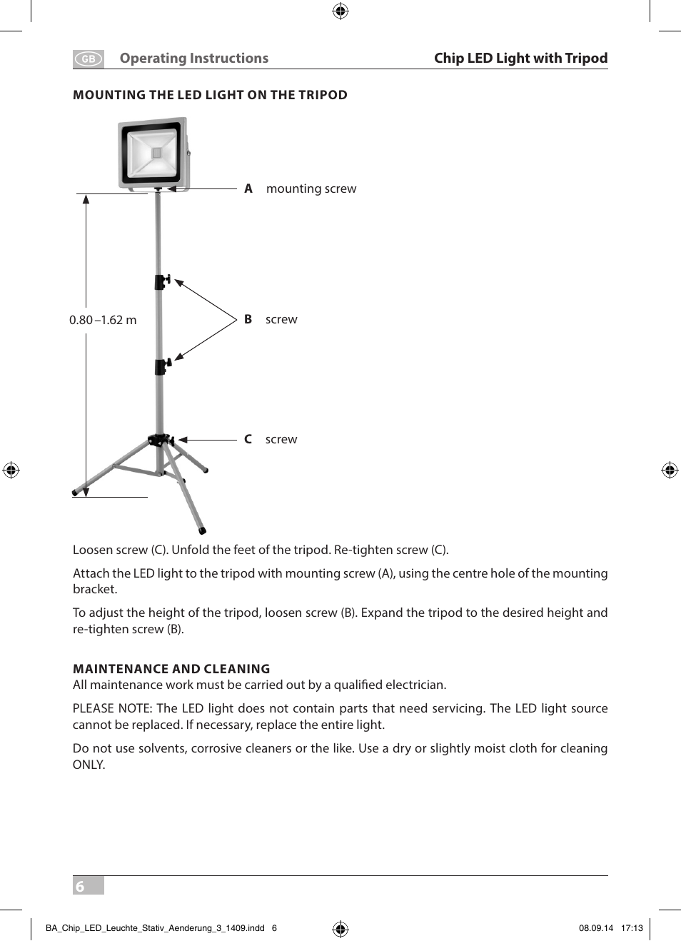 Brennenstuhl COB LED Light SL CN 150 IP65 with tripod 5m H07RN-F 3G1,0 50W 3500lm Energy efficiency class A User Manual | Page 6 / 64