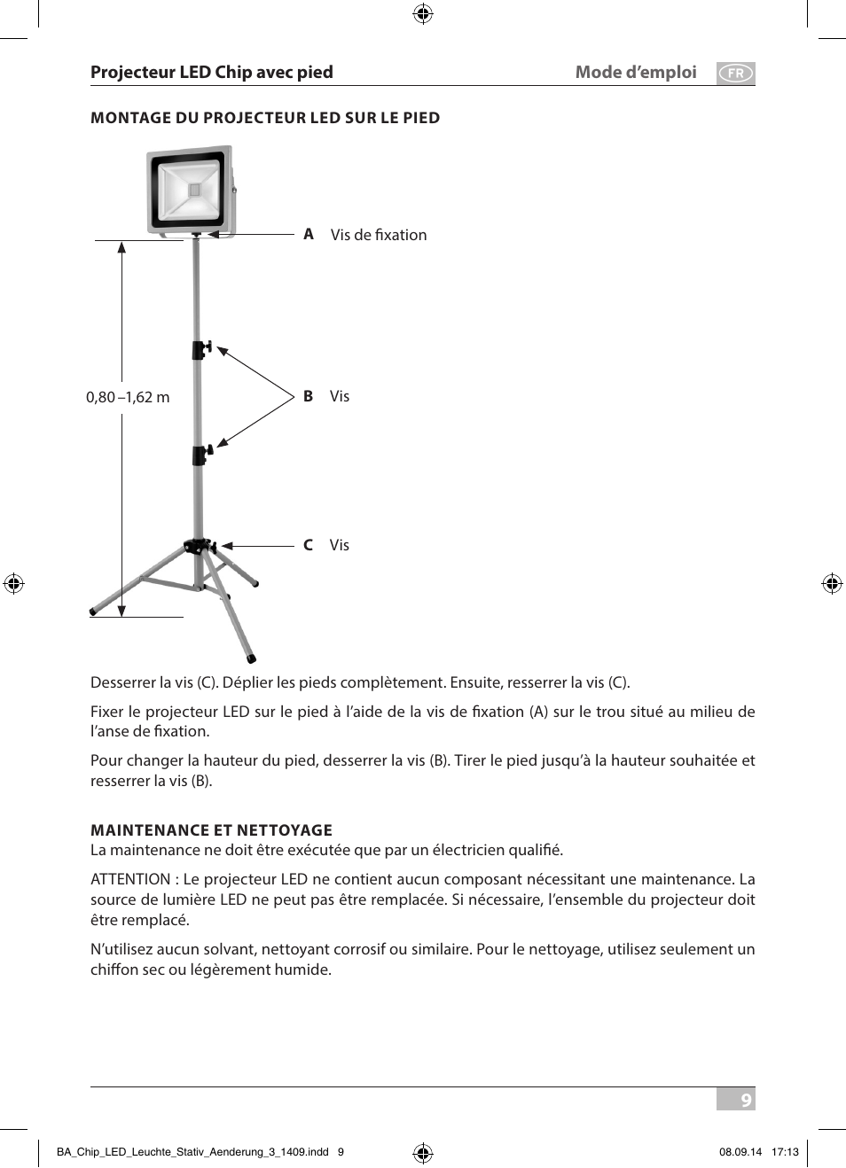 Brennenstuhl COB LED Light SL CN 150 IP65 with tripod 5m H07RN-F 3G1,0 50W 3500lm Energy efficiency class A User Manual | Page 9 / 64