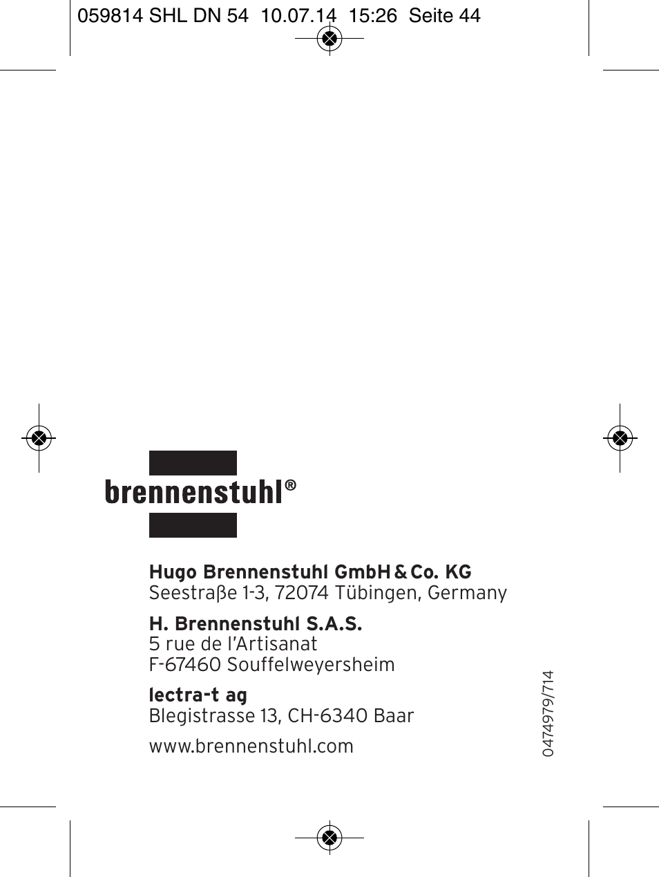 Brennenstuhl LED Workshop Inspection Lamp SHL DN 54 S IP 54 5m H05RN-F 2x1,0 User Manual | Page 44 / 44