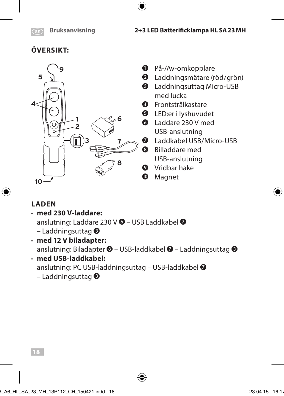 Brennenstuhl 2 + 3 LED Rechargeable Hand Lamp HL SA 23 MH User Manual | Page 18 / 52