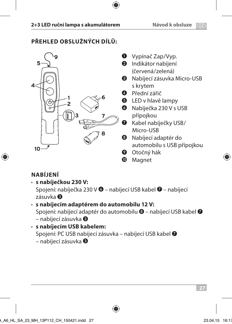 Brennenstuhl 2 + 3 LED Rechargeable Hand Lamp HL SA 23 MH User Manual | Page 27 / 52