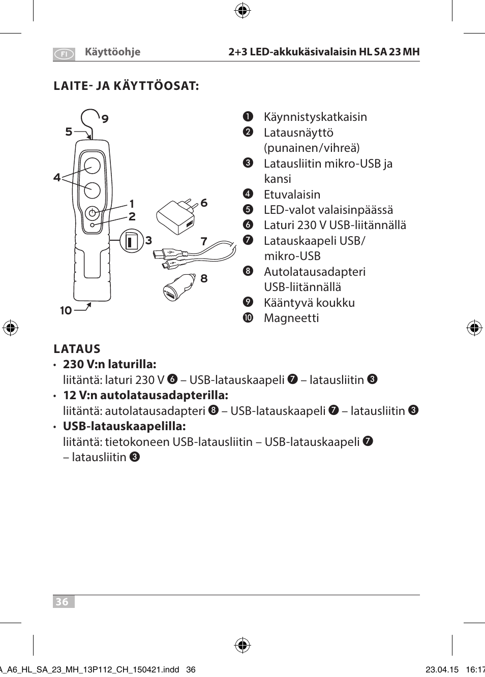 Brennenstuhl 2 + 3 LED Rechargeable Hand Lamp HL SA 23 MH User Manual | Page 36 / 52