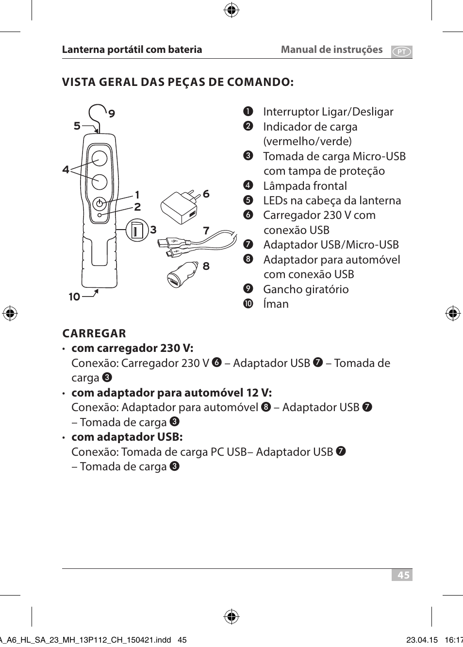 Brennenstuhl 2 + 3 LED Rechargeable Hand Lamp HL SA 23 MH User Manual | Page 45 / 52