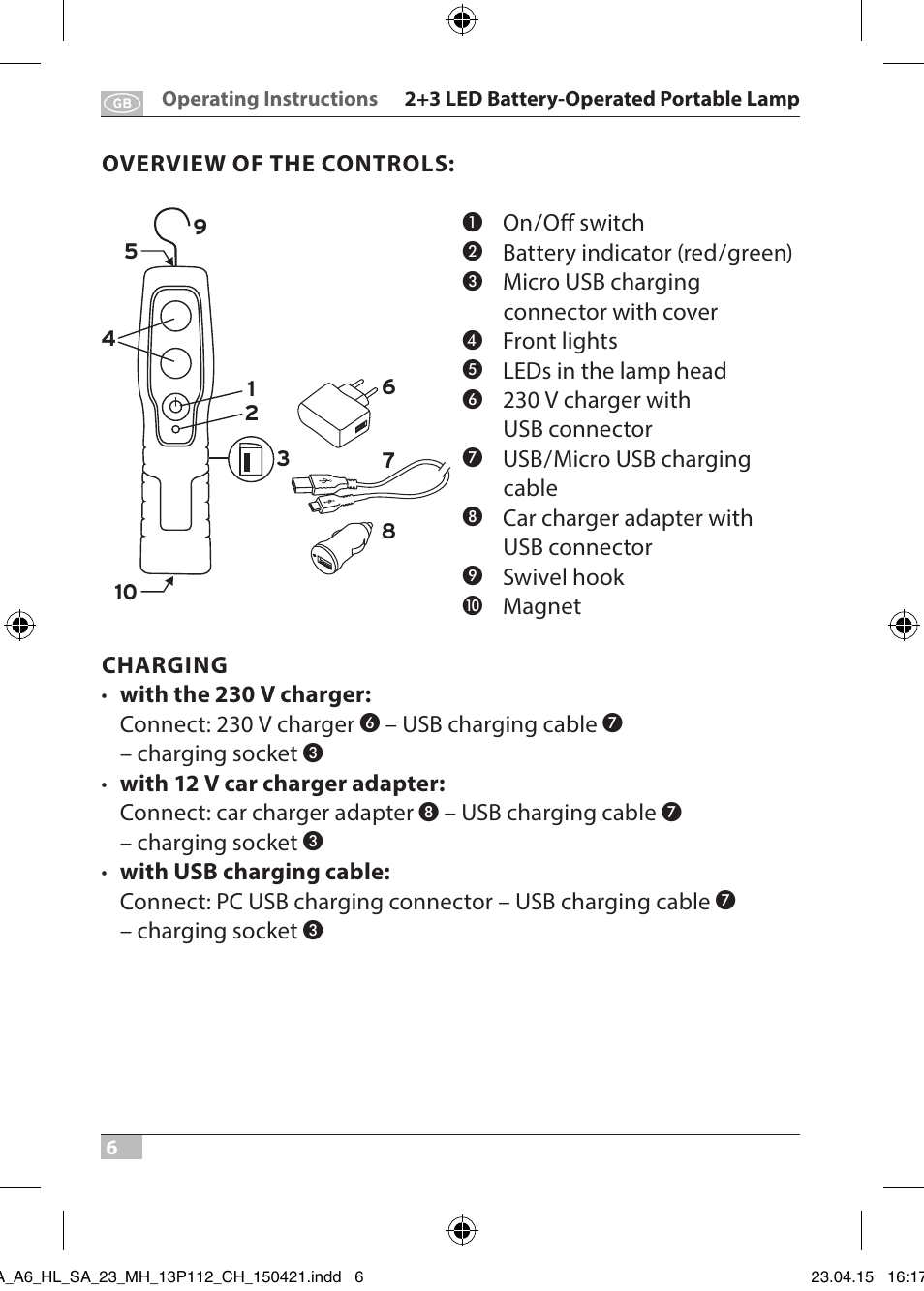 Brennenstuhl 2 + 3 LED Rechargeable Hand Lamp HL SA 23 MH User Manual | Page 6 / 52