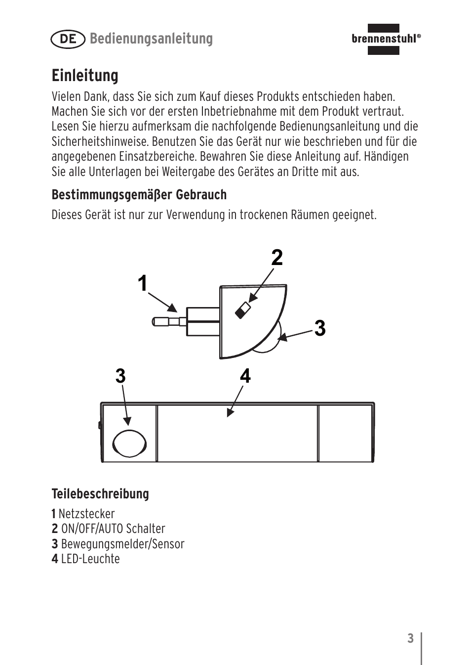 Einleitung | Brennenstuhl LED Nightlight NL 9 with PIR sensor and twilight sensor User Manual | Page 3 / 48
