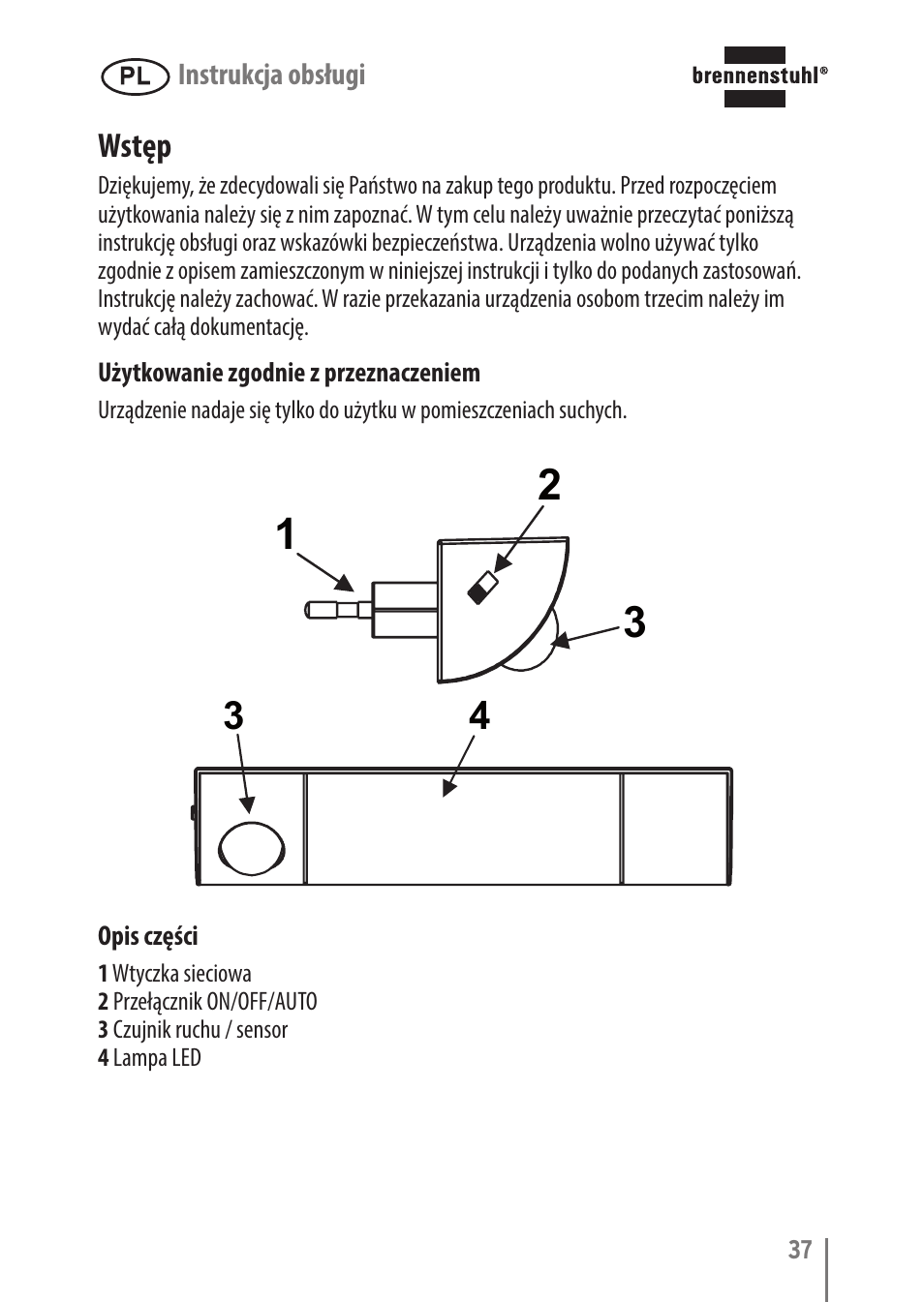 Wstęp | Brennenstuhl LED Nightlight NL 9 with PIR sensor and twilight sensor User Manual | Page 37 / 48