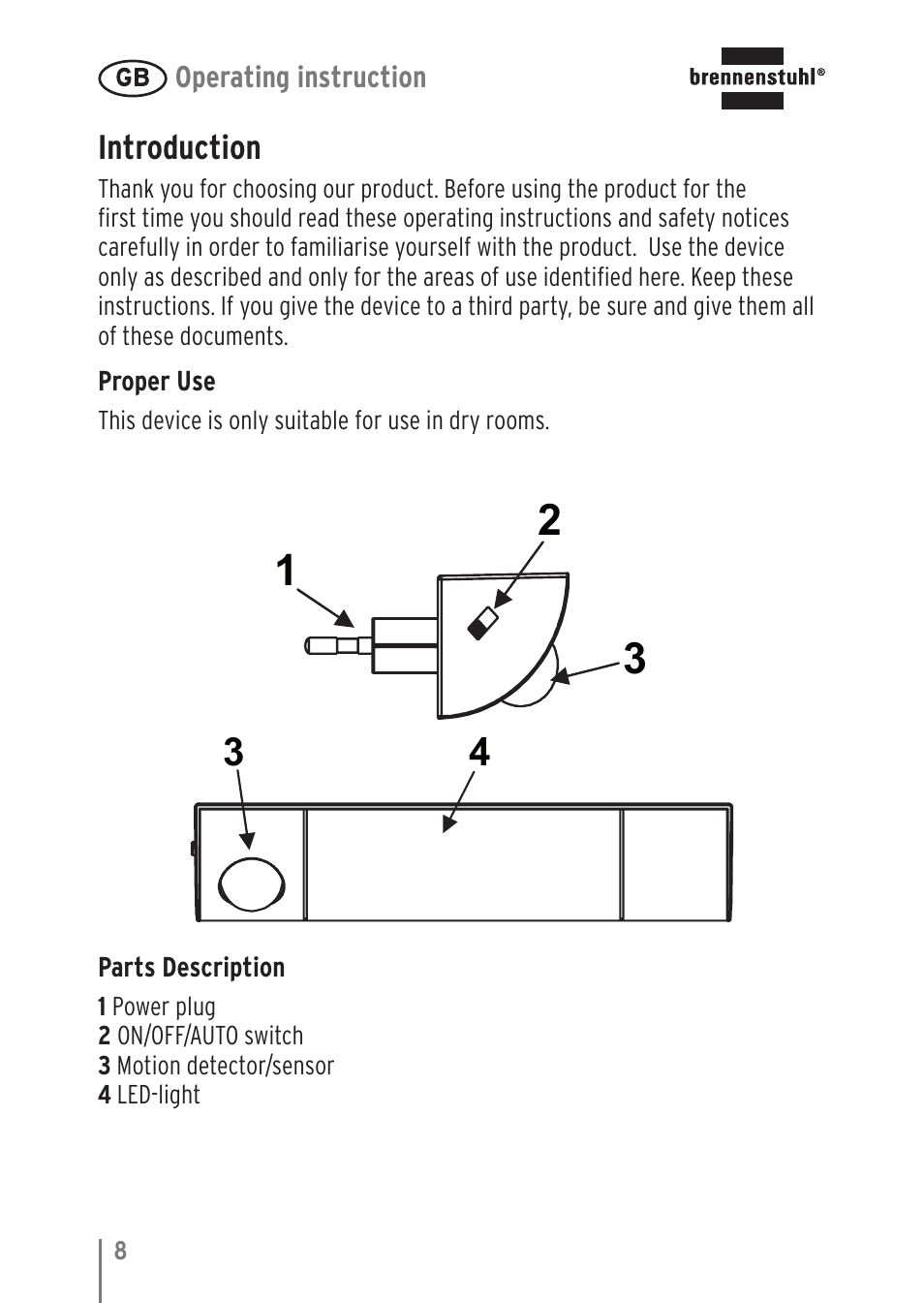 Introduction | Brennenstuhl LED Nightlight NL 9 with PIR sensor and twilight sensor User Manual | Page 8 / 48