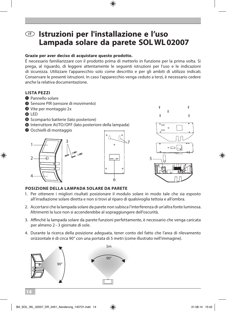 Brennenstuhl Solar LED External Light SOL WL 02007 2xLED 30lm Colour Stainless steel User Manual | Page 14 / 32