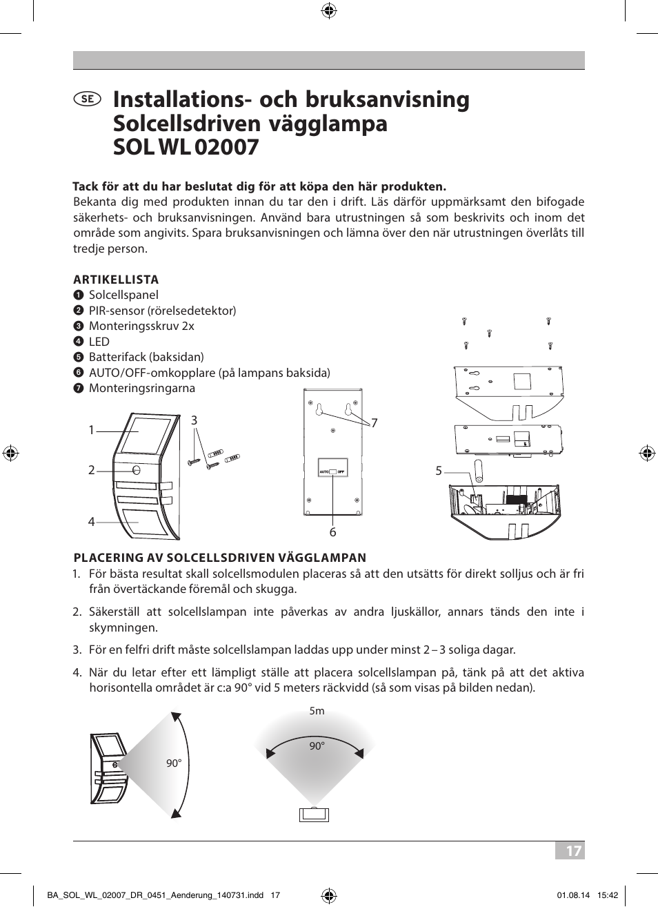 Brennenstuhl Solar LED External Light SOL WL 02007 2xLED 30lm Colour Stainless steel User Manual | Page 17 / 32