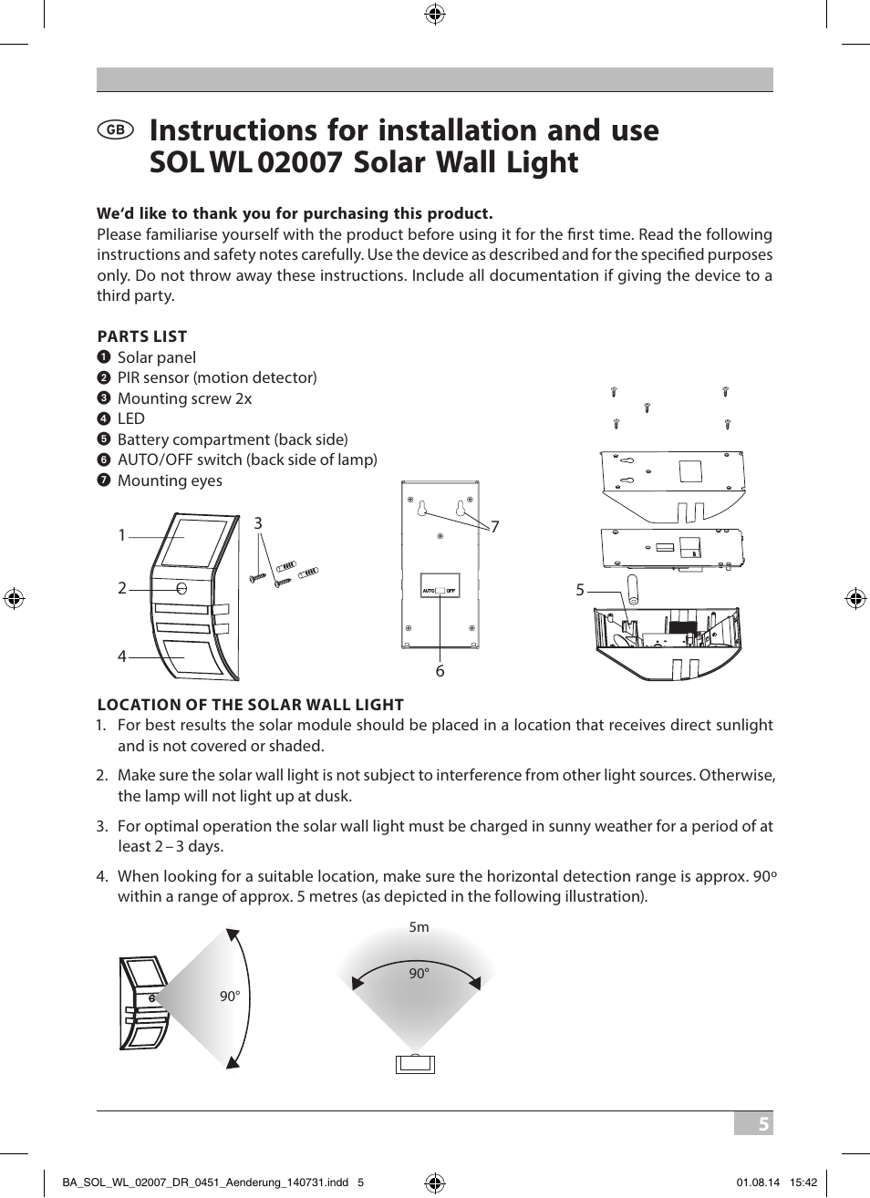 Brennenstuhl Solar LED External Light SOL WL 02007 2xLED 30lm Colour Stainless steel User Manual | Page 5 / 32