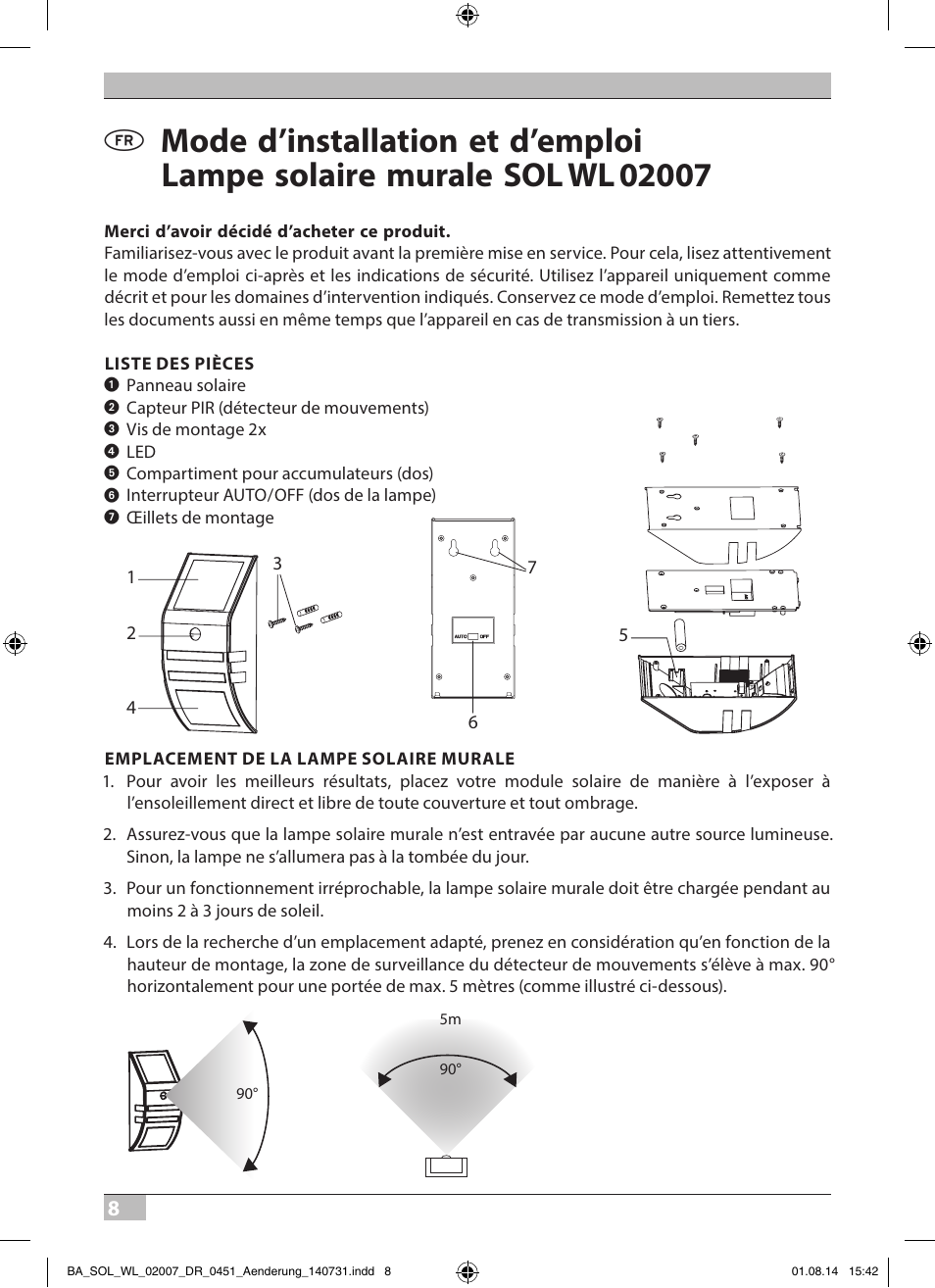 Brennenstuhl Solar LED External Light SOL WL 02007 2xLED 30lm Colour Stainless steel User Manual | Page 8 / 32