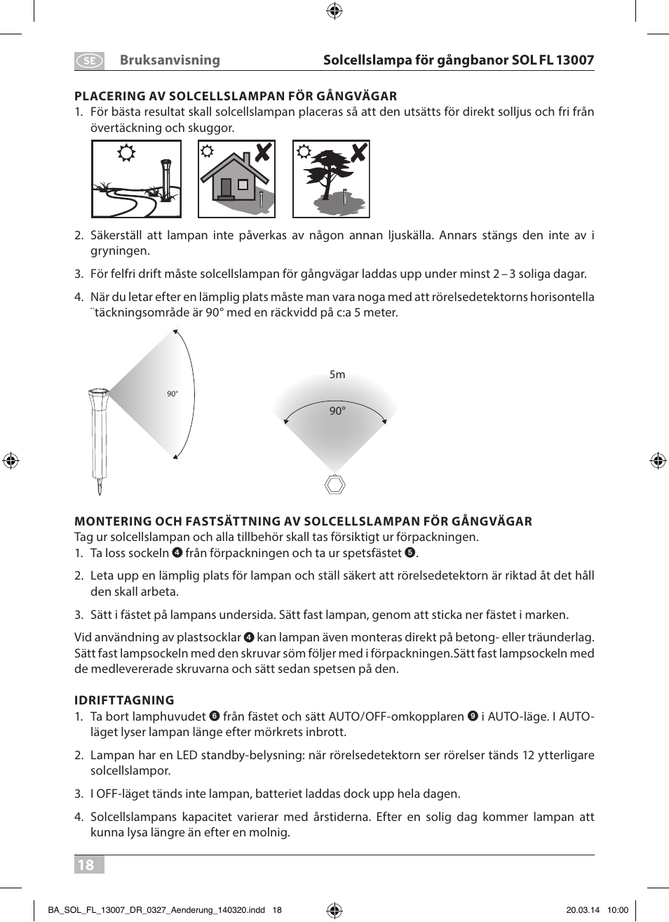 Brennenstuhl Solar LED Pavement Light SOL FL 13007 with PIR sensor and twilight sensor 13xLED 91lm Colour Alu/Silver User Manual | Page 18 / 48