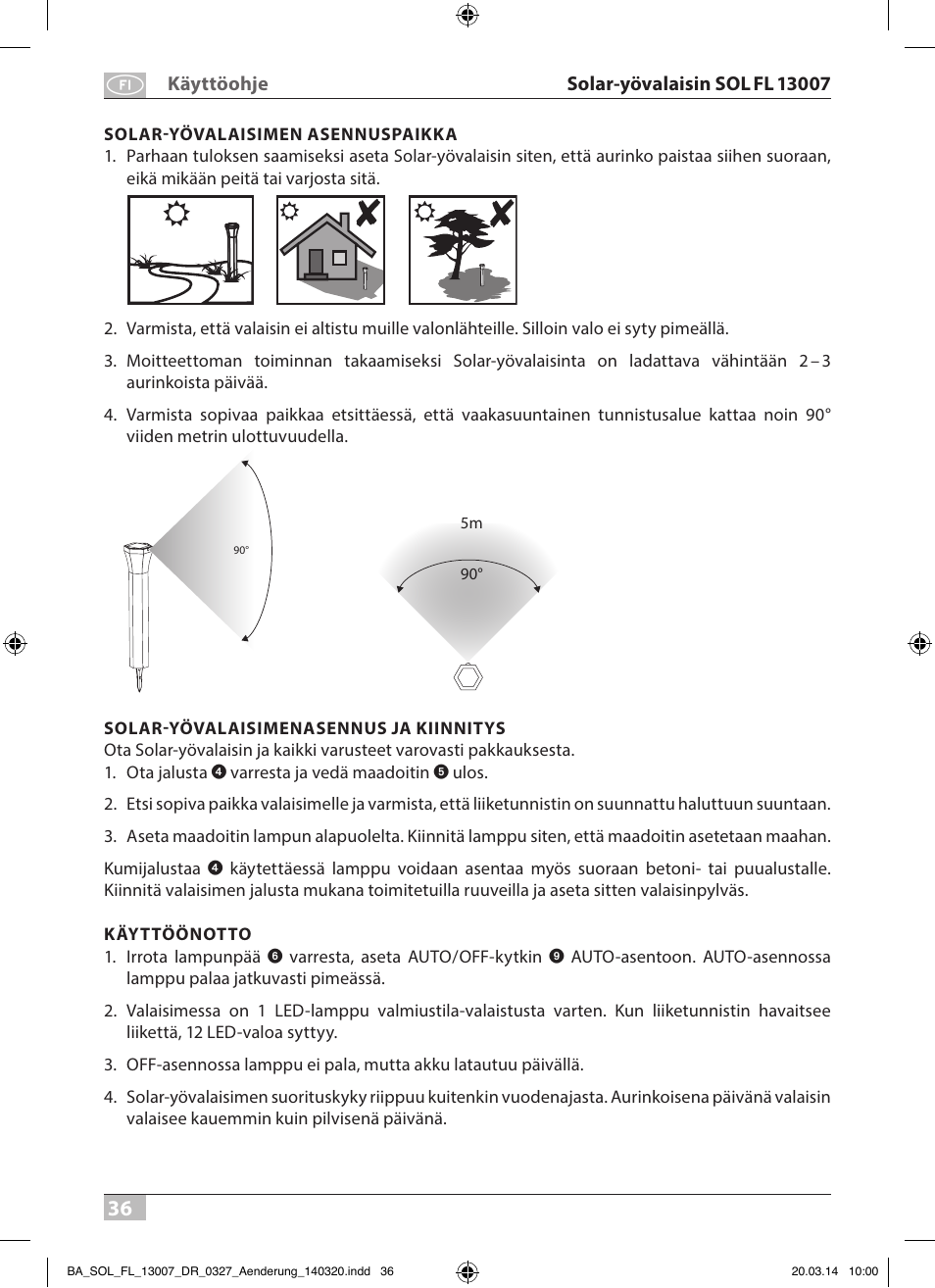 Brennenstuhl Solar LED Pavement Light SOL FL 13007 with PIR sensor and twilight sensor 13xLED 91lm Colour Alu/Silver User Manual | Page 36 / 48