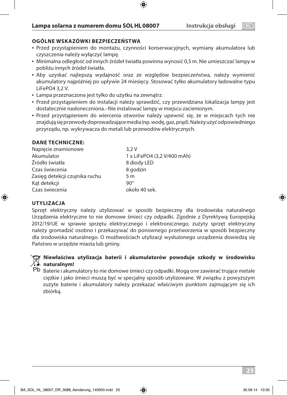 Brennenstuhl House Number Solar SOL HL 08007 User Manual | Page 25 / 32