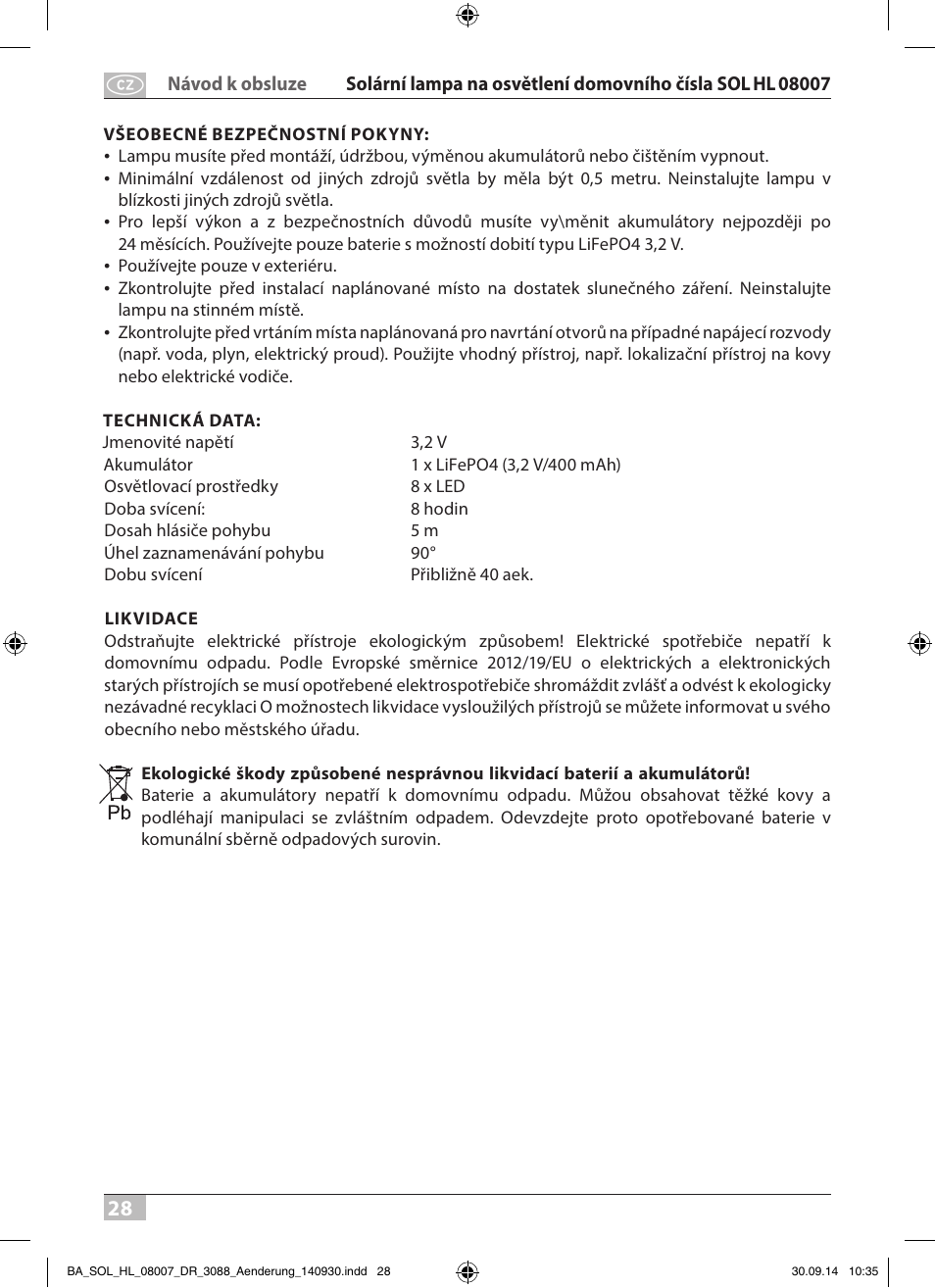 Brennenstuhl House Number Solar SOL HL 08007 User Manual | Page 28 / 32