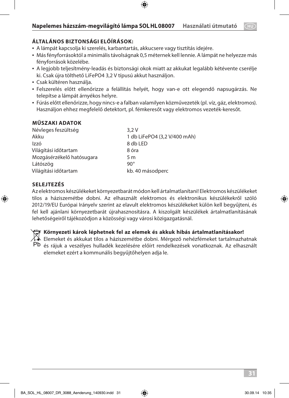 Brennenstuhl House Number Solar SOL HL 08007 User Manual | Page 31 / 32