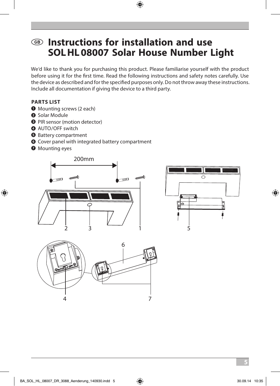 Brennenstuhl House Number Solar SOL HL 08007 User Manual | Page 5 / 32