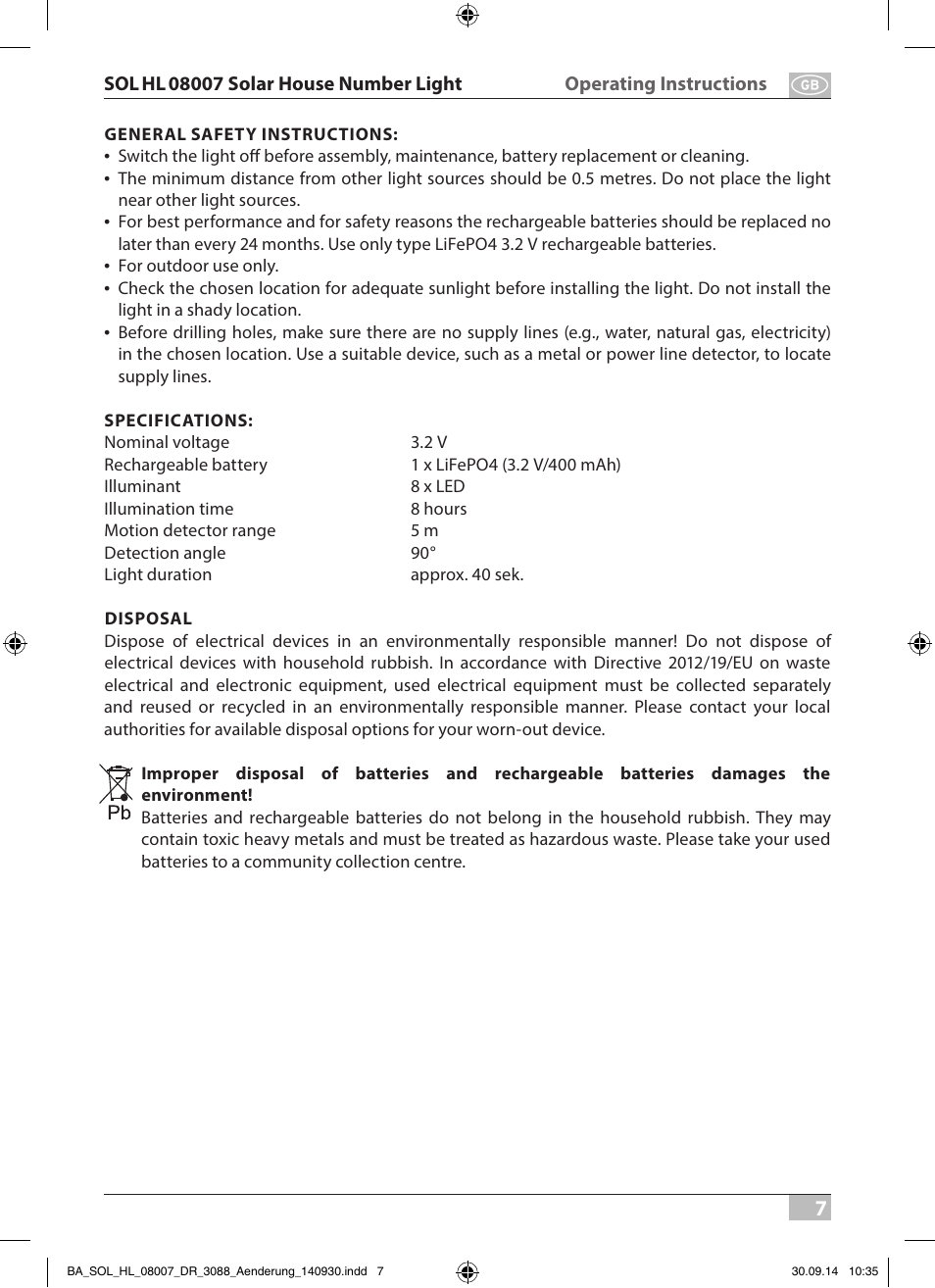 Brennenstuhl House Number Solar SOL HL 08007 User Manual | Page 7 / 32