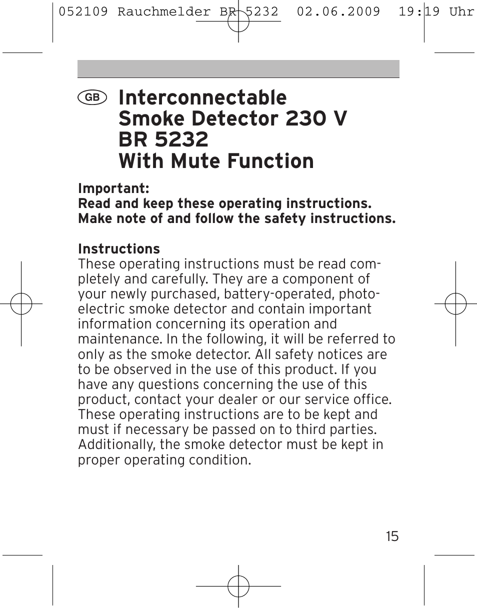 Brennenstuhl Smoke Alarm BR 5232 connect 230V User Manual | Page 15 / 104