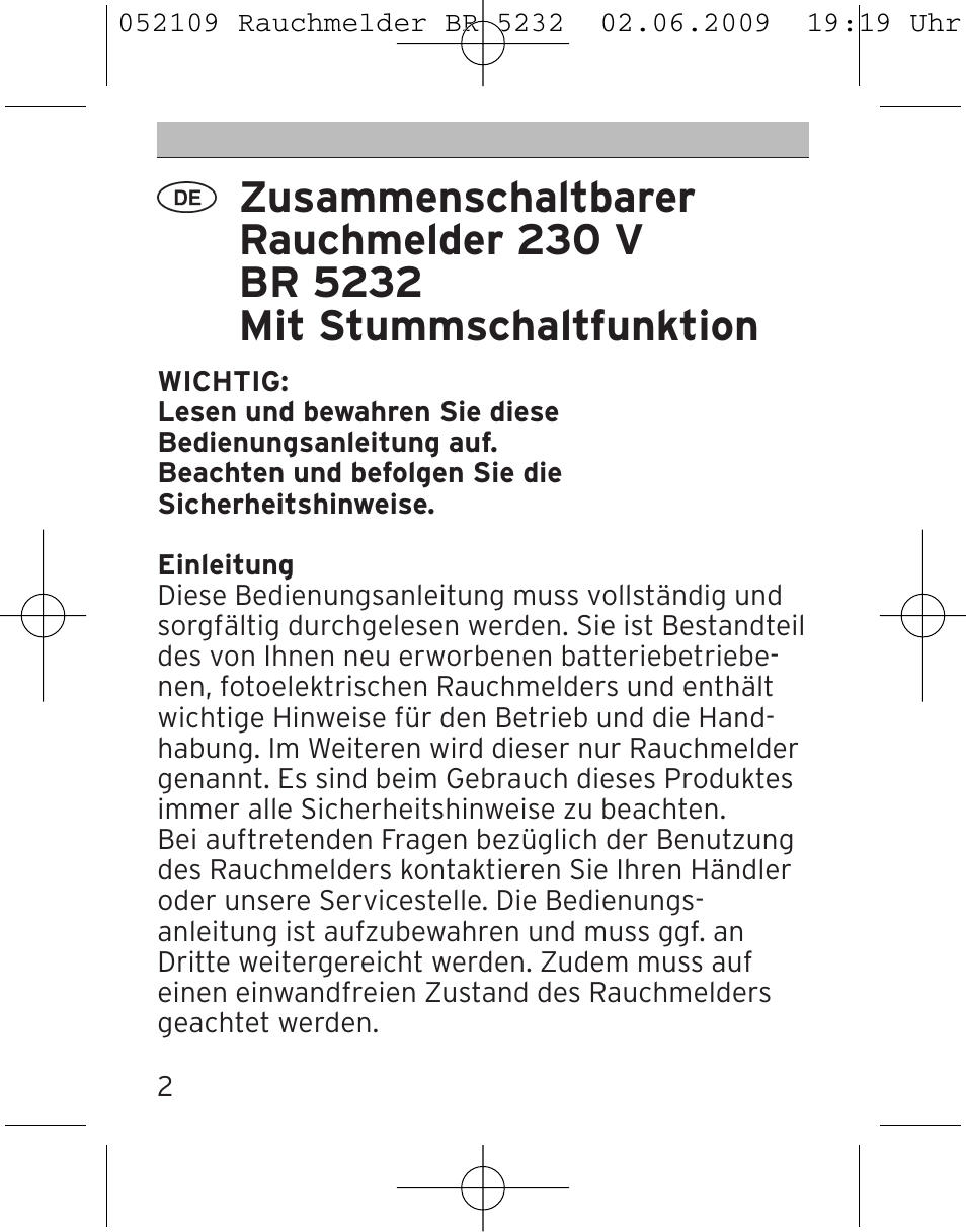Brennenstuhl Smoke Alarm BR 5232 connect 230V User Manual | Page 2 / 104