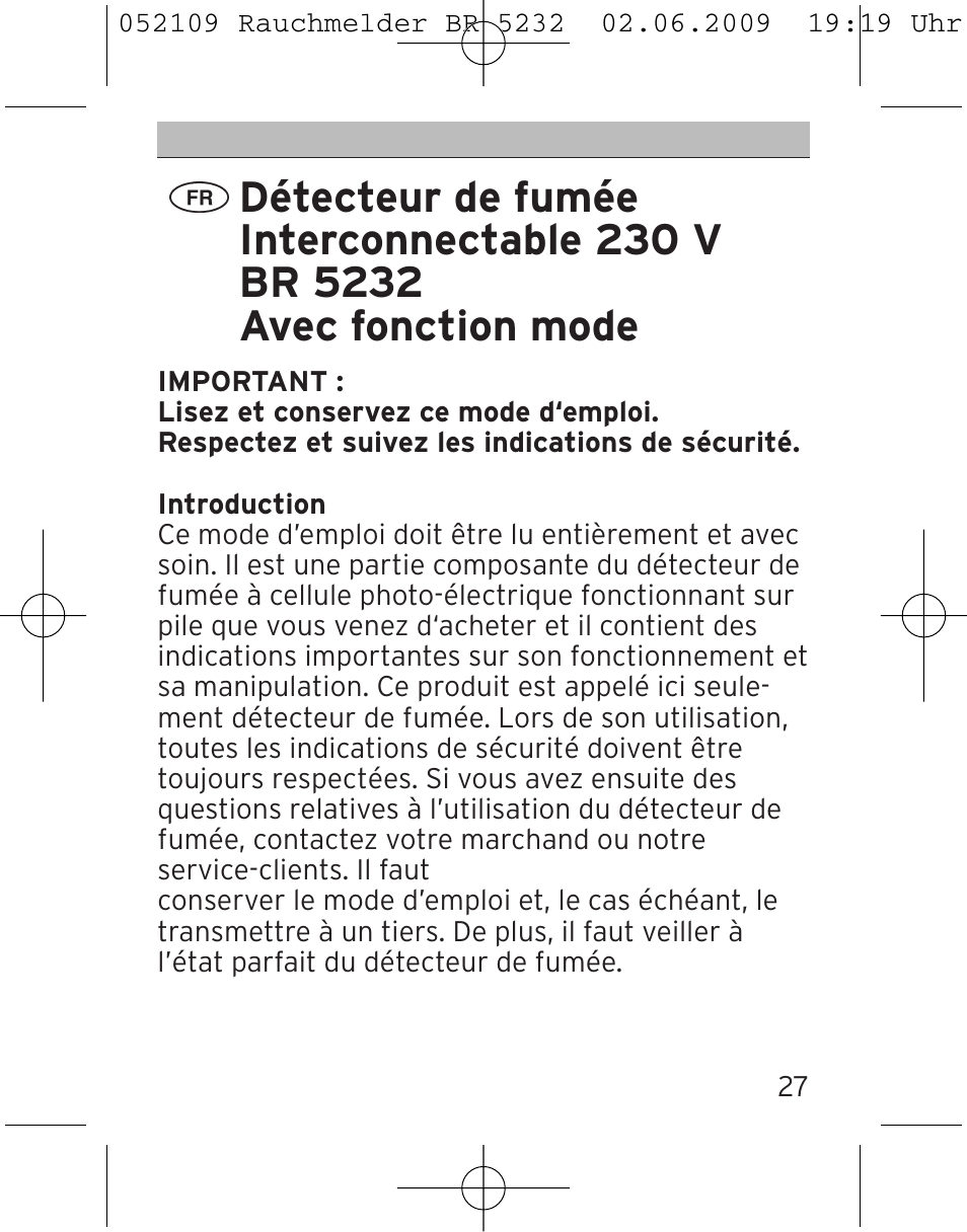 Brennenstuhl Smoke Alarm BR 5232 connect 230V User Manual | Page 27 / 104