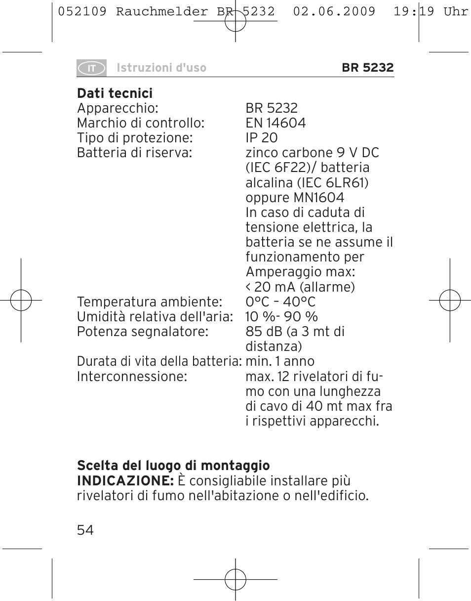 Brennenstuhl Smoke Alarm BR 5232 connect 230V User Manual | Page 54 / 104
