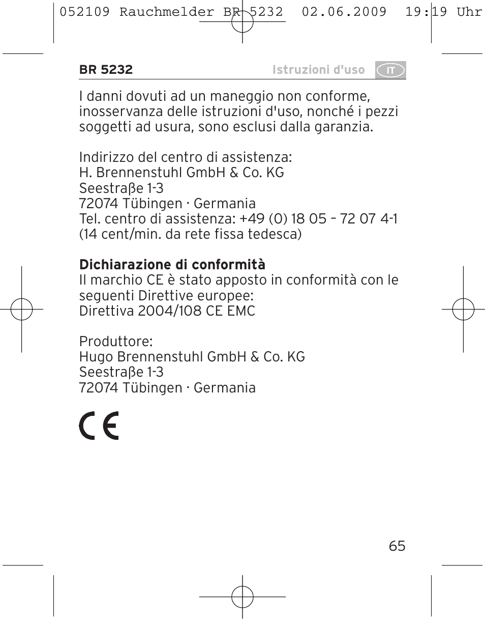 Brennenstuhl Smoke Alarm BR 5232 connect 230V User Manual | Page 65 / 104