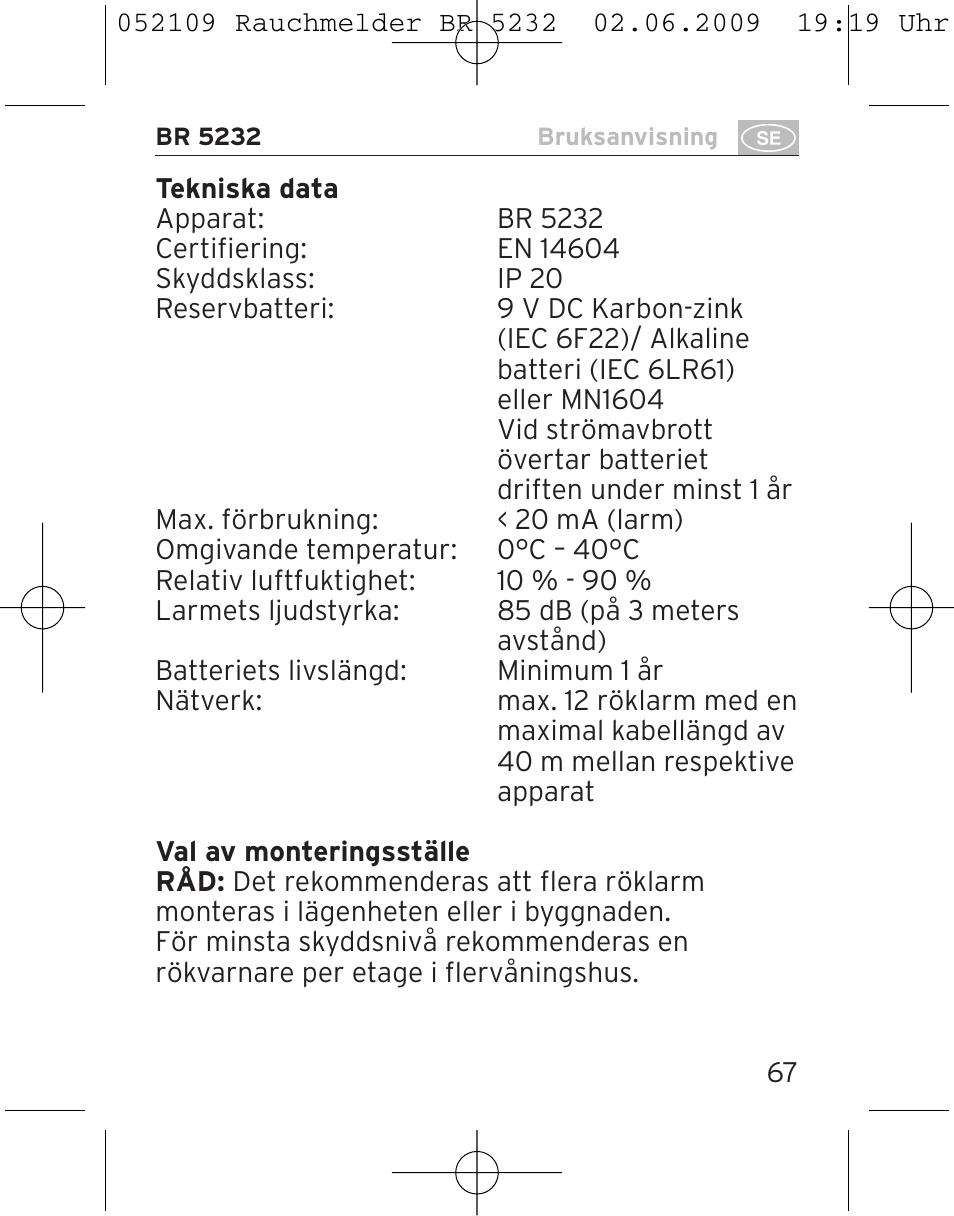 Brennenstuhl Smoke Alarm BR 5232 connect 230V User Manual | Page 67 / 104