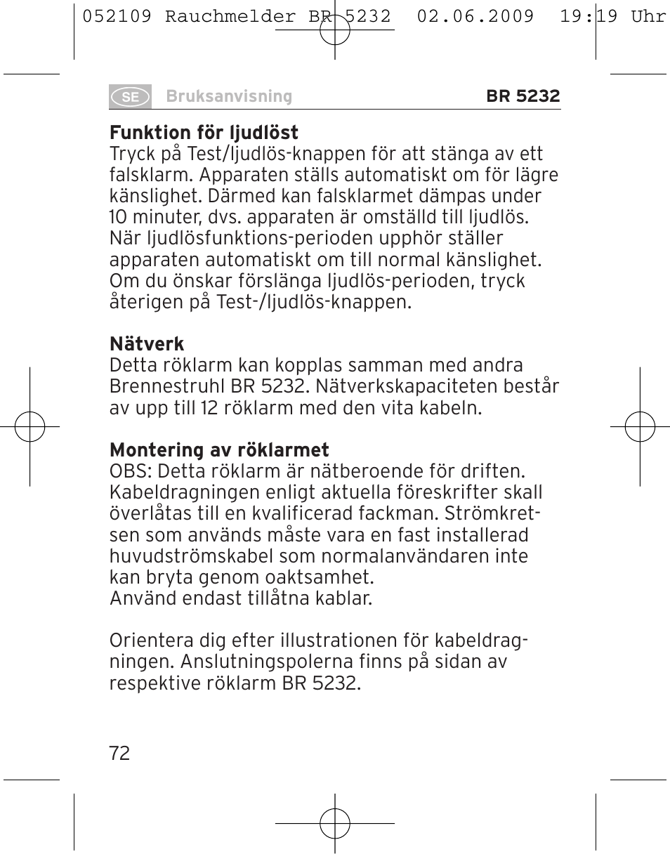 Brennenstuhl Smoke Alarm BR 5232 connect 230V User Manual | Page 72 / 104