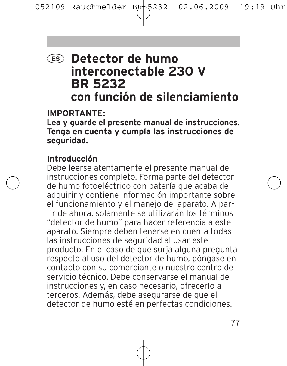 Brennenstuhl Smoke Alarm BR 5232 connect 230V User Manual | Page 77 / 104