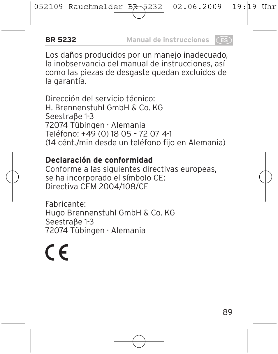 Brennenstuhl Smoke Alarm BR 5232 connect 230V User Manual | Page 89 / 104