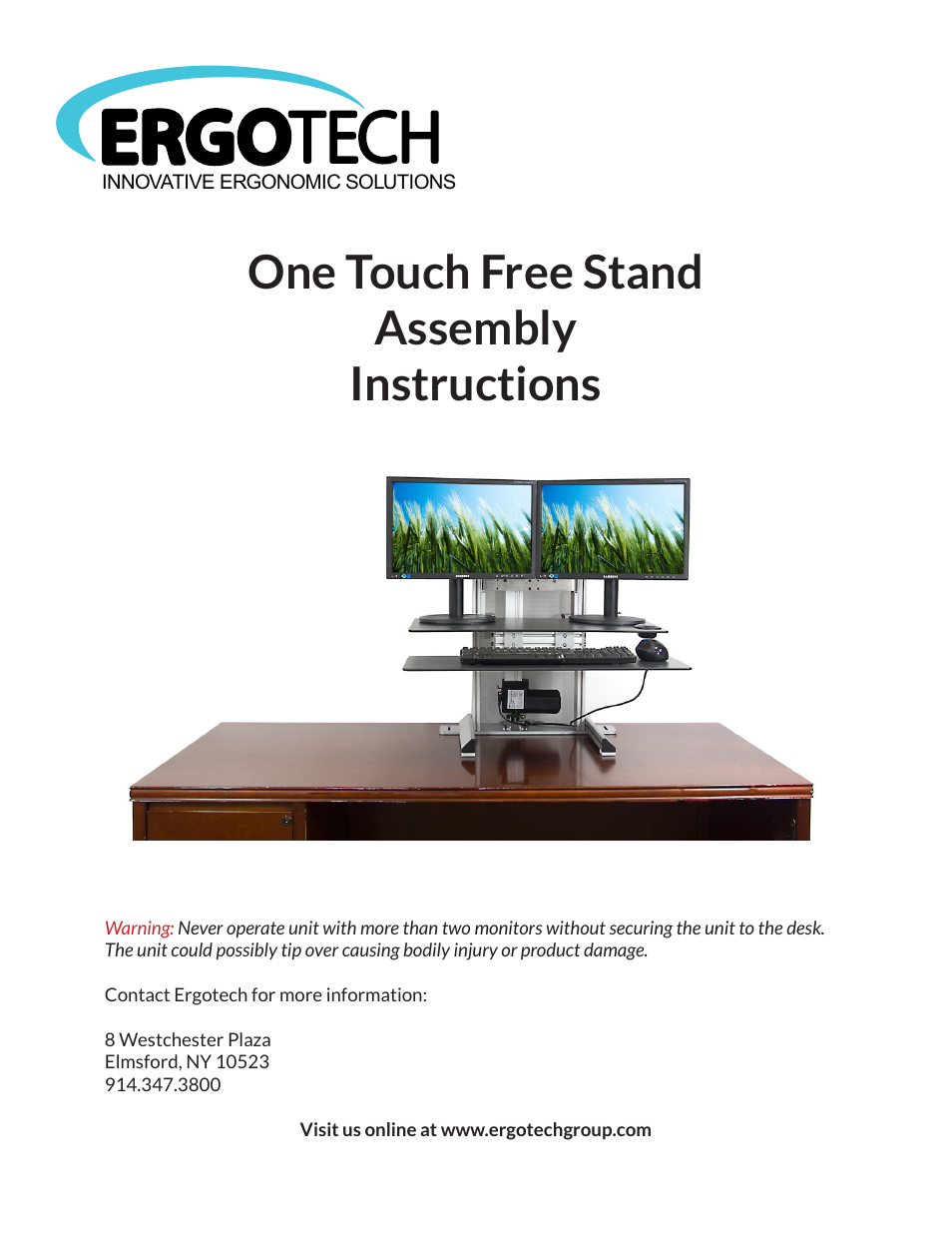 Ergotech One-Touch Free Stand User Manual | 11 pages