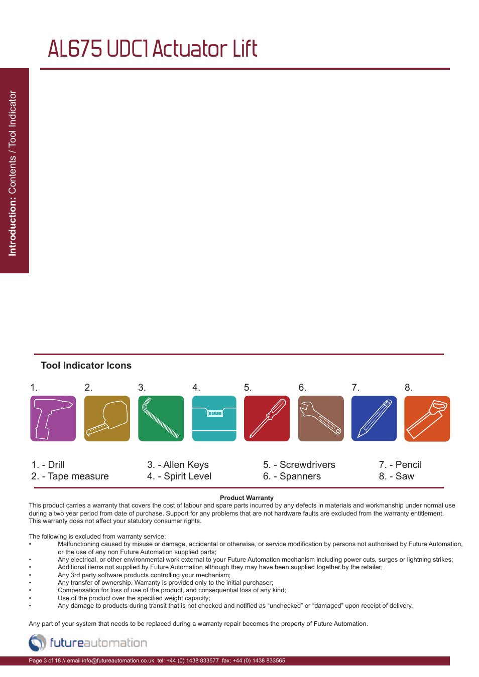 Al675 udc1 actuator lift | Future Automation AL675 User Manual | Page 4 / 20