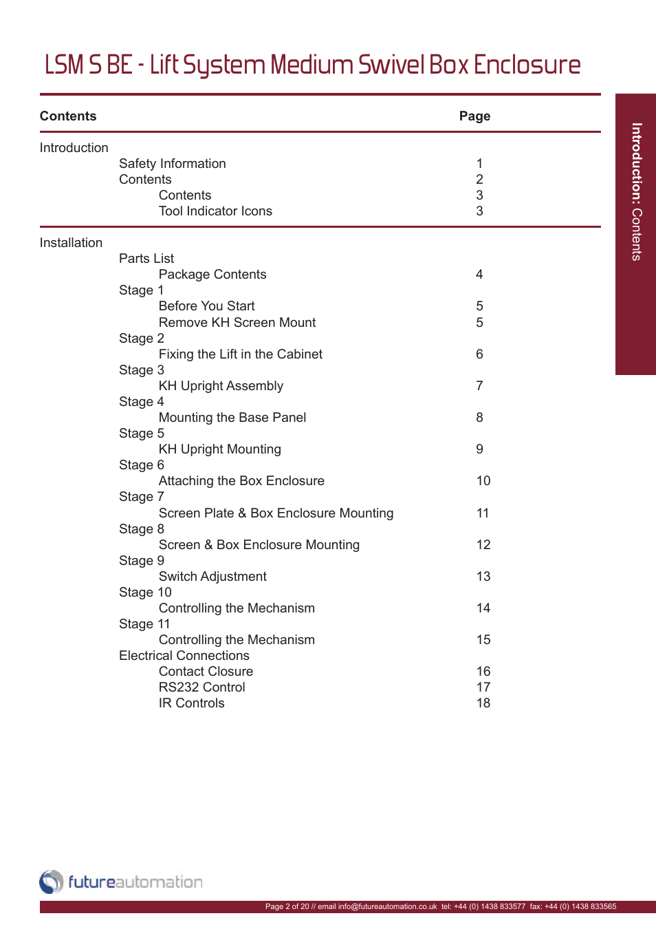 Lsm s be - lift system medium swivel box enclosure | Future Automation LSM-S-BE User Manual | Page 3 / 22