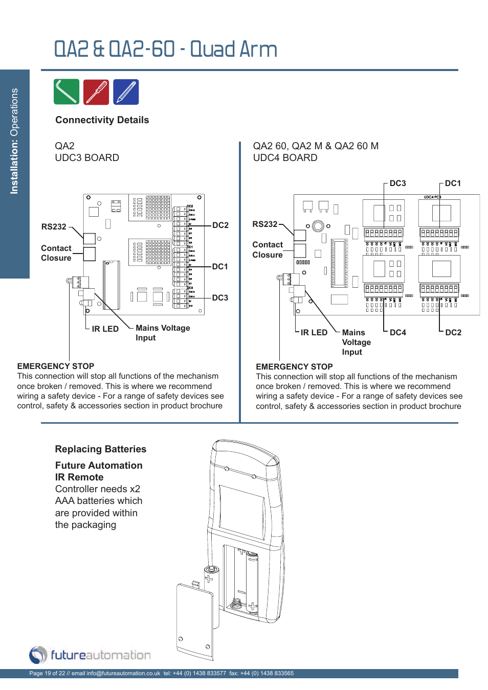 Qa2 & qa2-60 - quad arm | Future Automation QA2 User Manual | Page 20 / 24