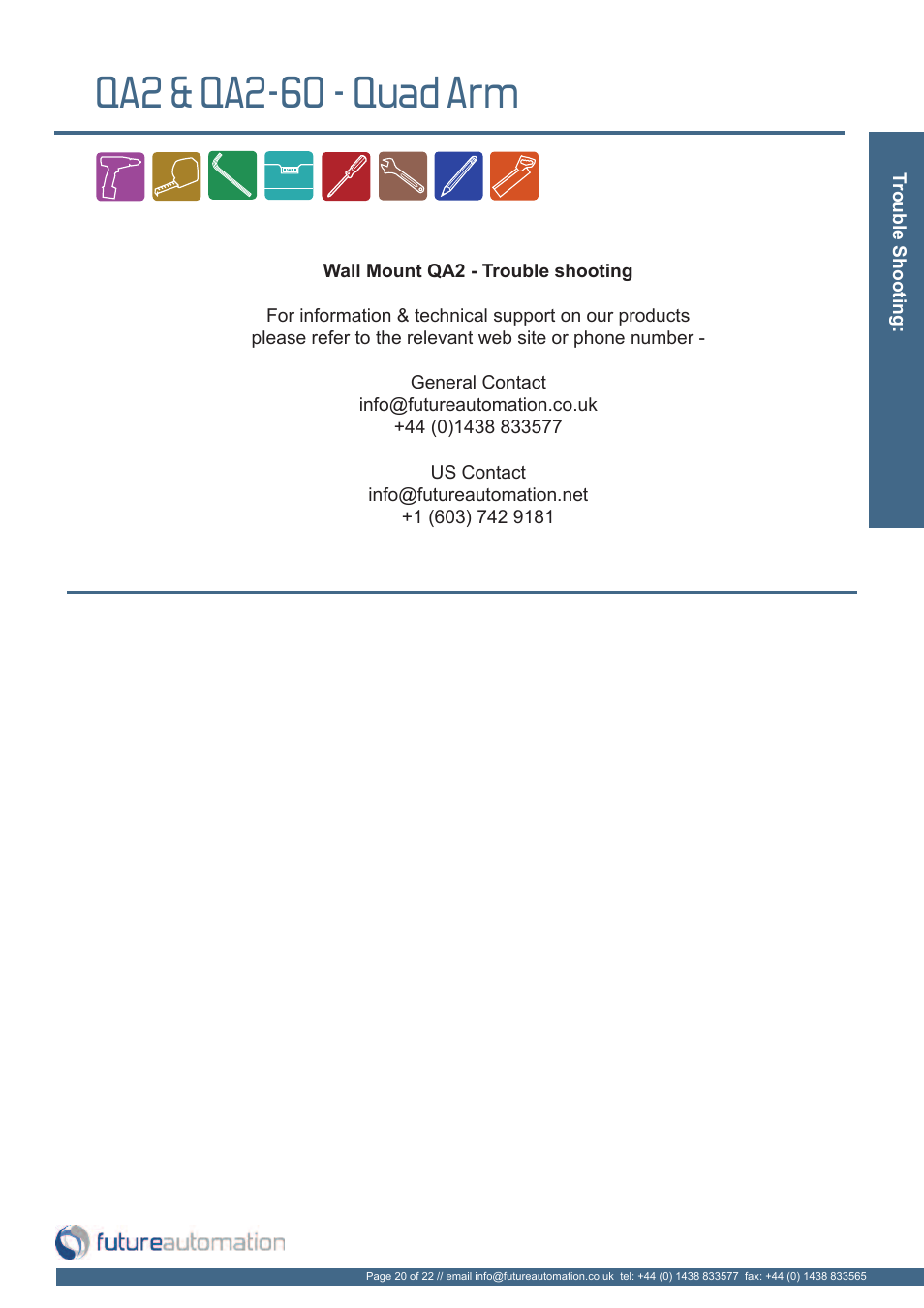 Qa2 & qa2-60 - quad arm | Future Automation QA2 User Manual | Page 21 / 24