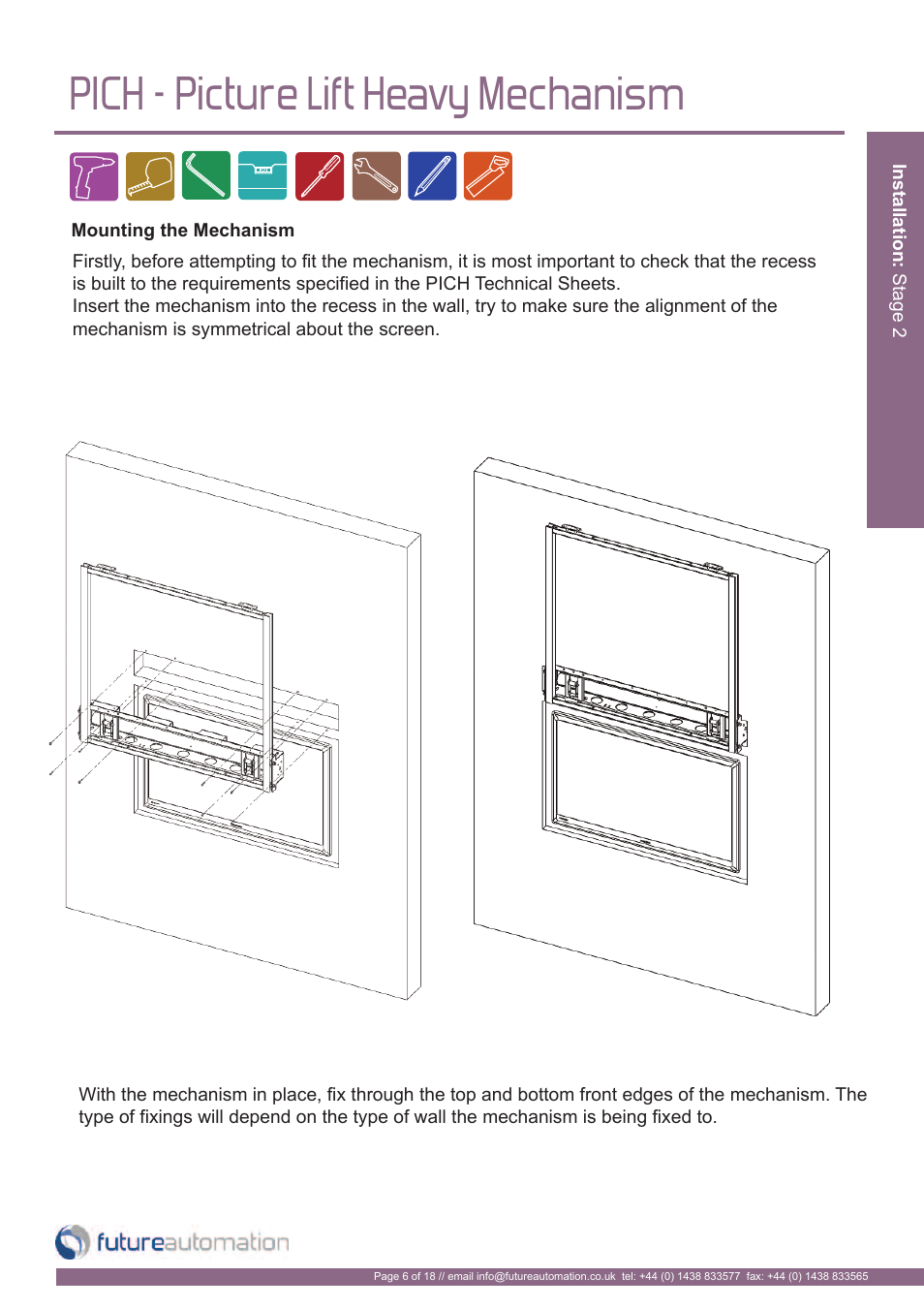 Pich - picture lift heavy mechanism | Future Automation PICH User Manual | Page 7 / 20