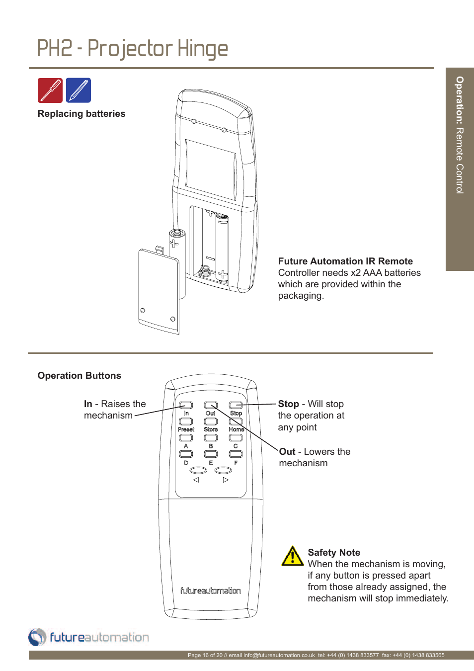 Ph2 - projector hinge | Future Automation PH User Manual | Page 17 / 22