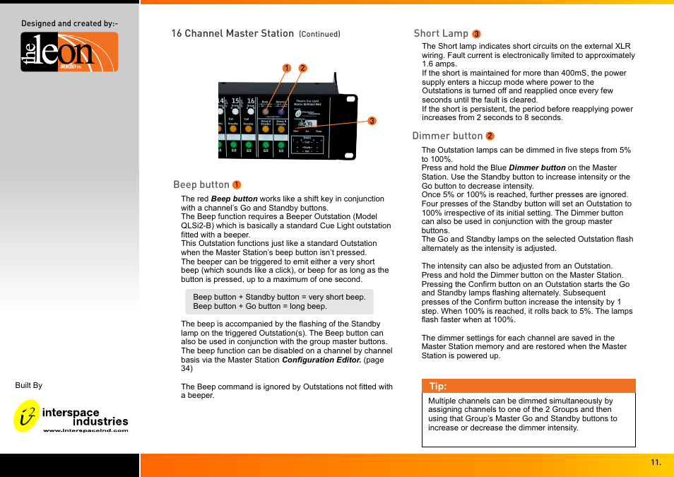 Interspace Industries TheatreCue 16 Way V4 System - 16 Outstations User Manual | Page 11 / 50